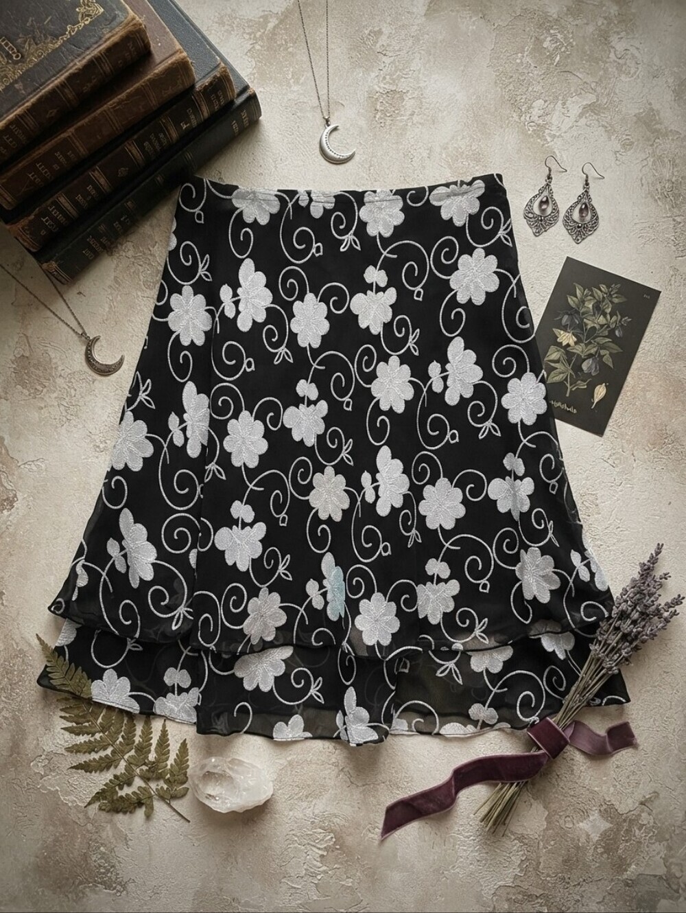 Vintage Jolibel Black White Mesh Skirt